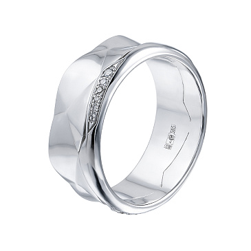 Обручальное кольцо из белого золото мятый металл 921759Б