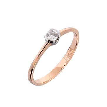 Помолвочное кольцо из красного золота с бриллиантом 911083Б