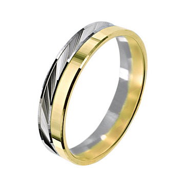 Обручальное кольцо из белого и желтого золота с узором 440-000-918