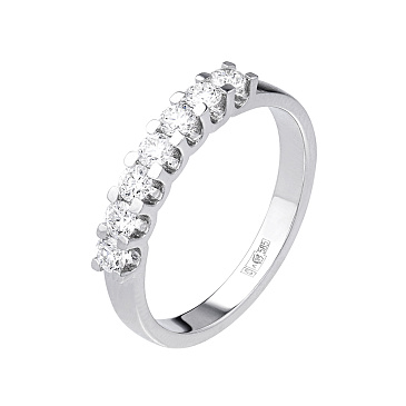 Эксклюзивное кольцо из белого золота с 7 бриллиантами 921593Б