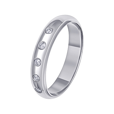 Классическое обручальное кольцо из белого золота с бриллиантами 112-050-540