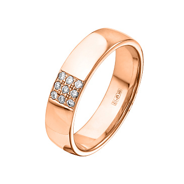 Обручальное кольцо из красного золота с бриллиантами 202-090-312