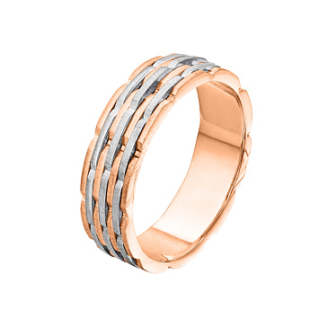 Обручальное кольцо из красного и белого золота 530-000-804