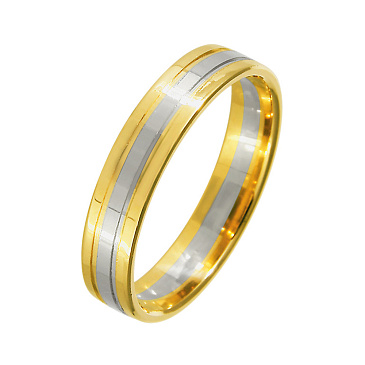 Обручальное кольцо из желтого и белого золота прямое 460-000-317