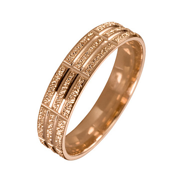 Обручальное кольцо матовое из красного золота с гранями 200-000-832