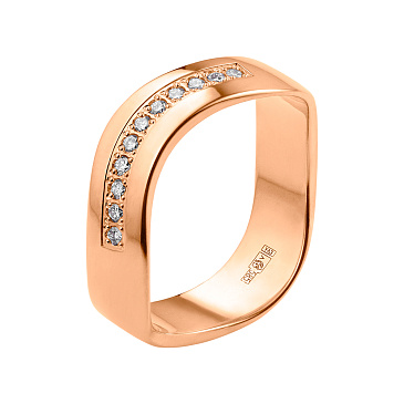 Обручальное кольцо из красного золота с бриллиантами 702-110-212