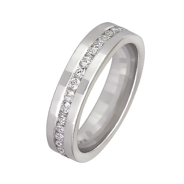 Обручальное кольцо из белого золота с бриллиантами 212-360-351