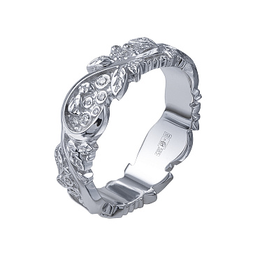 Обручальное кольцо из белого золота с бриллиантами 921667Б
