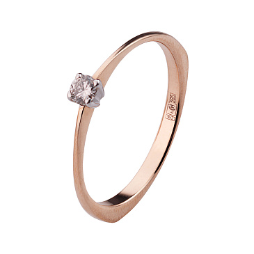 Помолвочное кольцо из красного золота с бриллиантом 911049Б