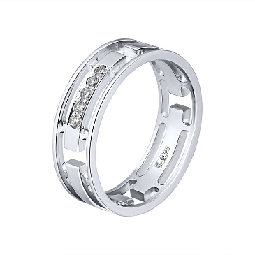 Обручальное кольцо из белого золота с бриллиантами 712-050-245
