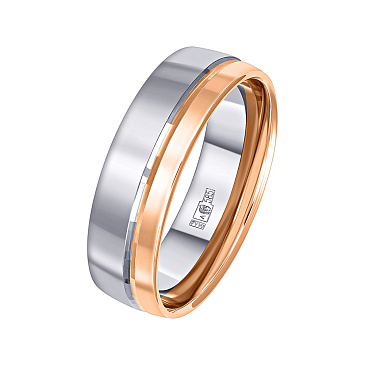 Обручальное кольцо двухсплавное из белого и красного золота 430-000-302