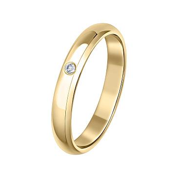 Обручальное кольцо из желтого золота с бриллиантом 122-010-530