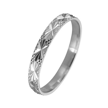 Обручальное кольцо из белого золота с алмазной гранью 210-000-123