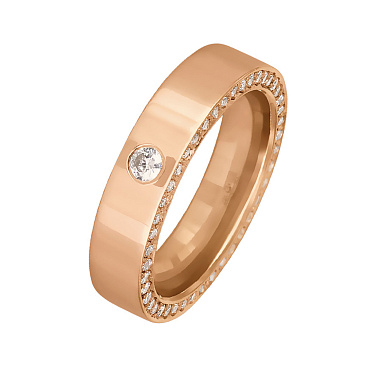 Обручальное кольцо из красного золота с бриллиантами 202-910-350