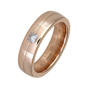 Обручальное кольцо из красного золота  с бриллиантом 202-010-473