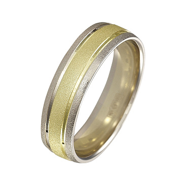 Обручальное кольцо из желтого и белого золота матовое 470-000-830