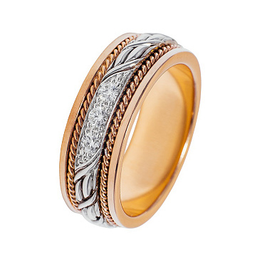 Эксклюзивное кольцо из красного и белого золота с бриллиантами 911331Б