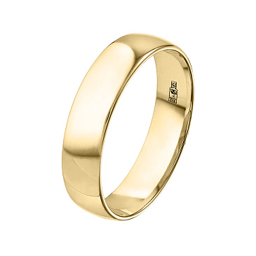 Широкое обручальное кольцо 5 мм из желтого золота 220-000-650