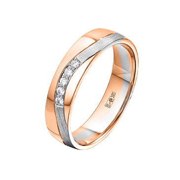 Обручальное кольцо двухсплавное с 5 бриллиантами 552-050-796