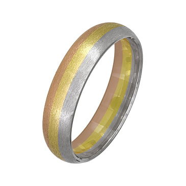 Обручальное кольцо из трех видов золота с сатинированием 490-000-930