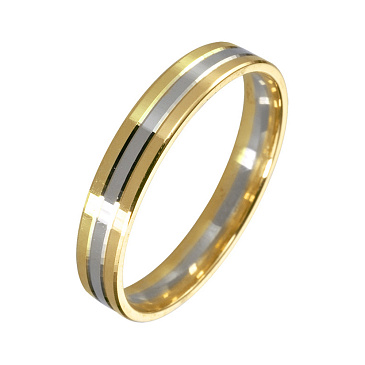 Обручальное кольцо из желтого и белого золота шириной 4 мм 460-000-903