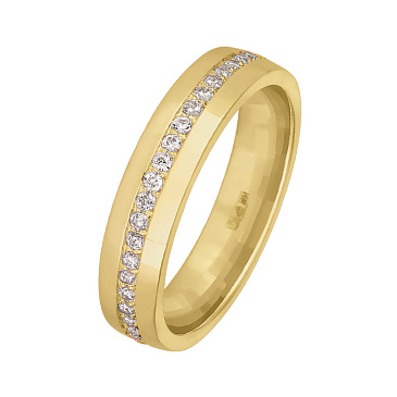 Обручальное кольцо с дорожкой бриллиантов в центре 222-460-352