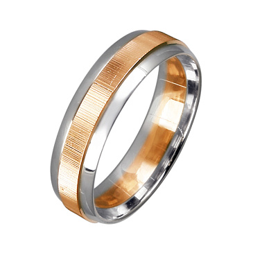 Обручальное кольцо из белого и красного золота шириной 6 мм 480-000-975