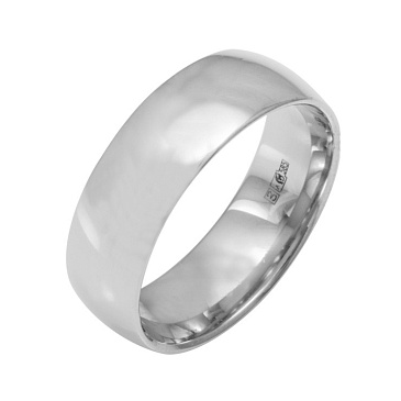 Классическое широкое обручальное кольцо из белого золота 110-000-570