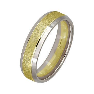 Обручальное кольцо из двух видов золота с матовой серединой 470-000-883