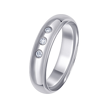 Классическое обручальное кольцо из белого золота с бриллиантами 112-030-550
