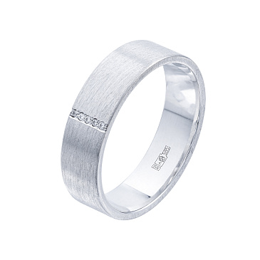 Обручальное кольцо-шайба из белого золота с бриллиантами 212-050-356